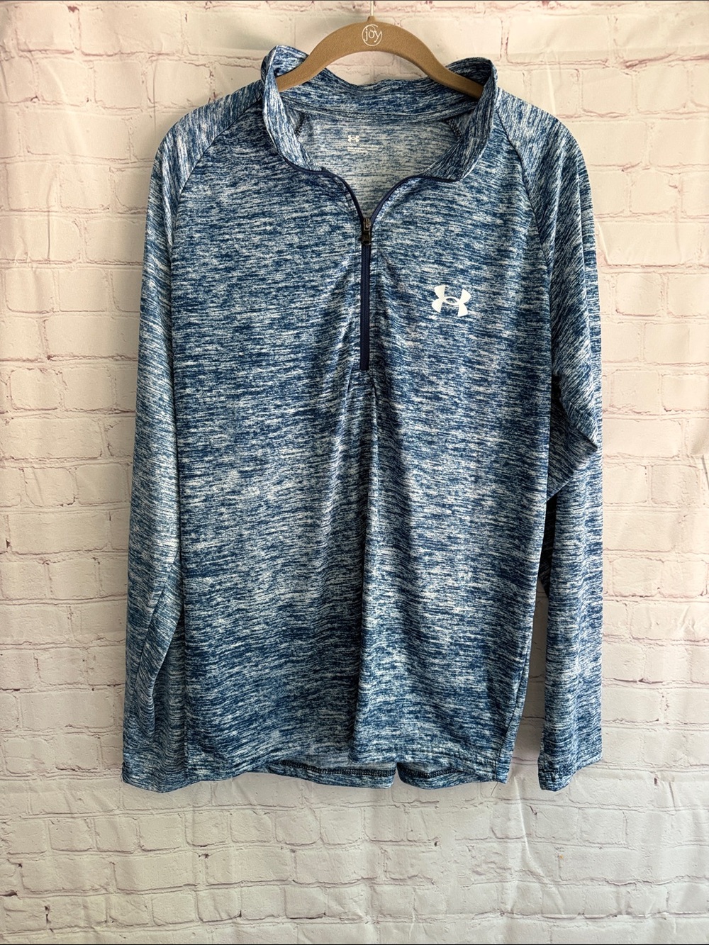 Under Armour Woman’s Heathered Navy Zip-Up Performance Pullover Size XL